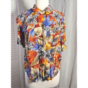 SK Wear Blouses Size 14 Vintage 90's Old Money Maximalist Button Down Top